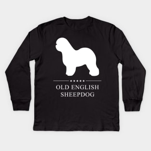 Old English Sheepdog Dog White Silhouette Kids Long Sleeve T-Shirt